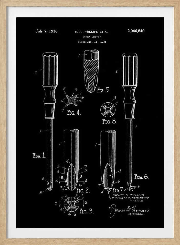Screw Driver Patent 1935 - Poster / Art Print