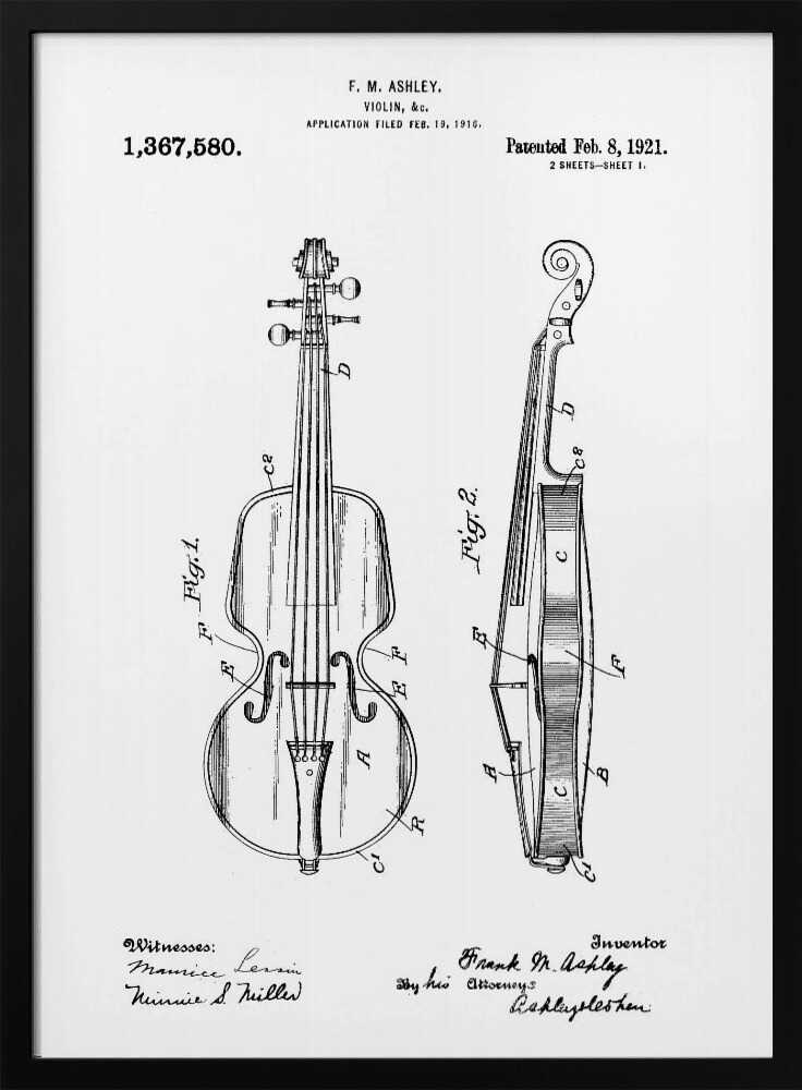 Violin Patent 1921 - Poster / Art Print