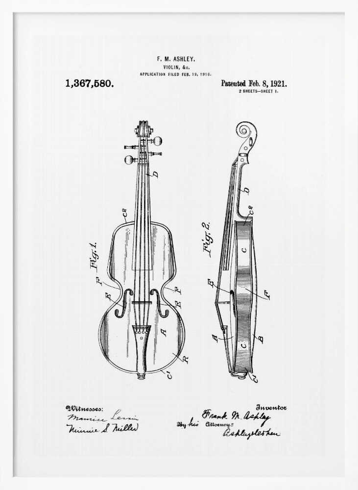 Violin Patent 1921 - Poster / Art Print