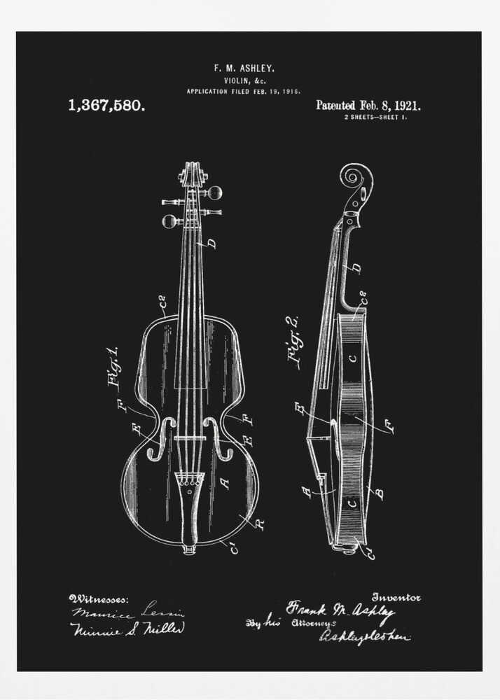 Violin Patent 1921 - Poster / Art Print