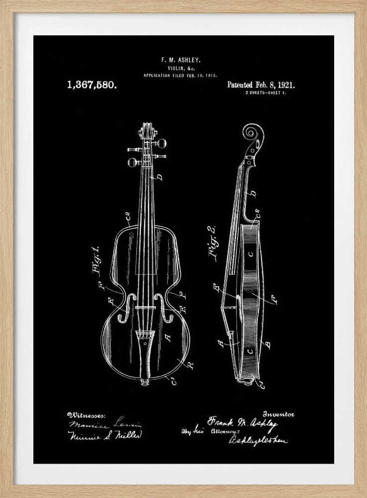 Violin Patent 1921 - Poster / Art Print