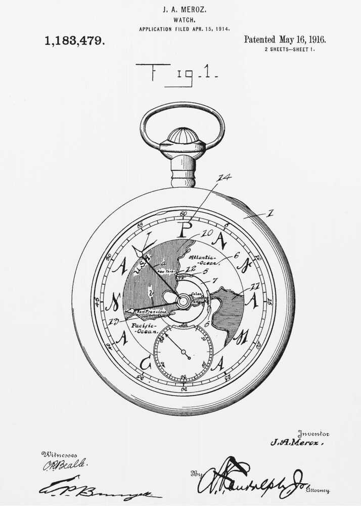 Watch Patent 1916 - Poster / Art Print
