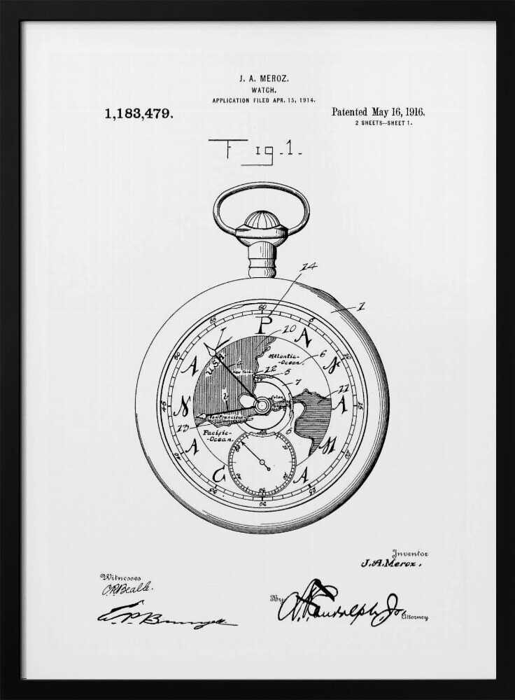 Watch Patent 1916 - Poster / Art Print