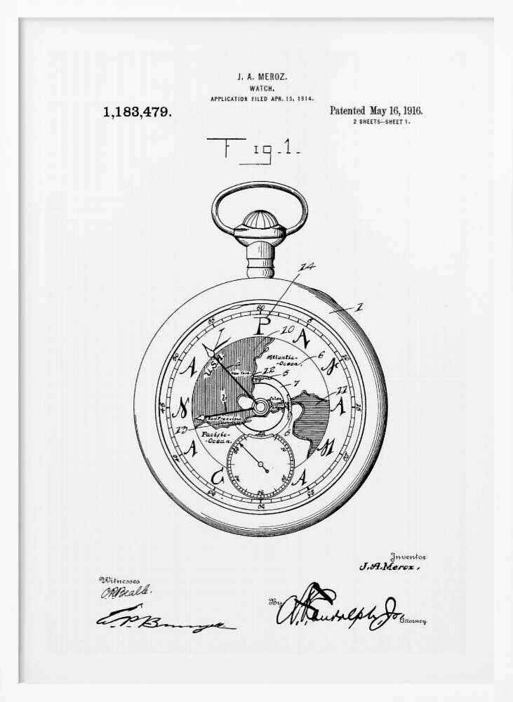 Watch Patent 1916 - Poster / Art Print