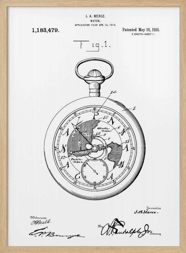 Watch Patent 1916 - Poster / Art Print