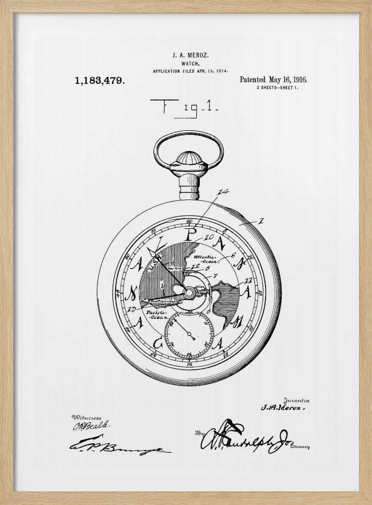 Watch Patent 1916 - Poster / Art Print