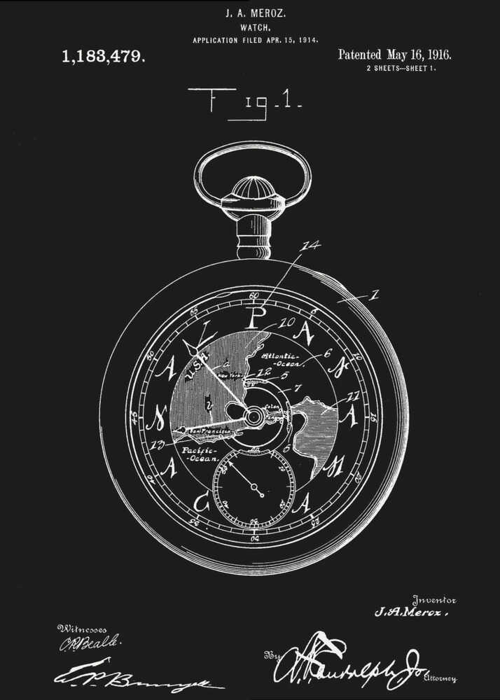 Watch Patent 1916 - Poster / Art Print