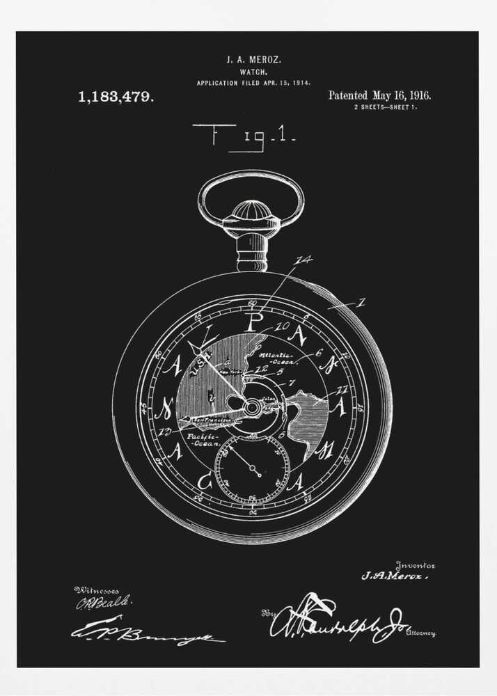 Watch Patent 1916 - Poster / Art Print