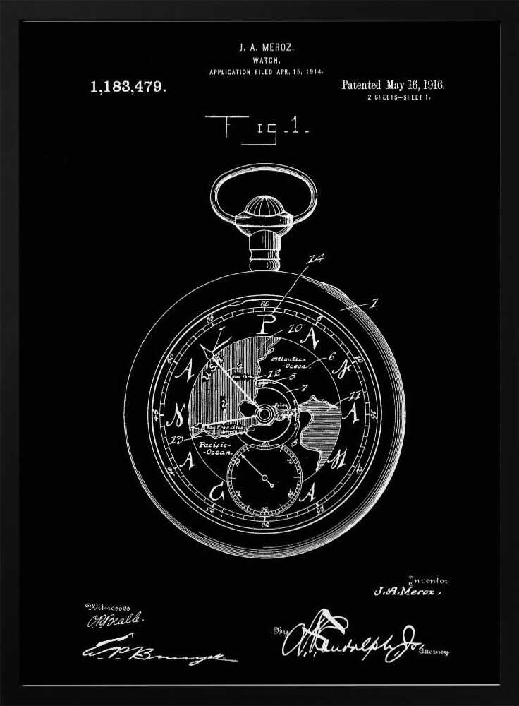 Watch Patent 1916 - Poster / Art Print