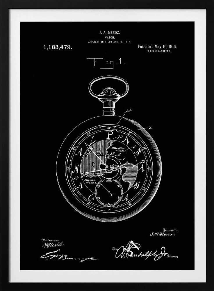 Watch Patent 1916 - Poster / Art Print