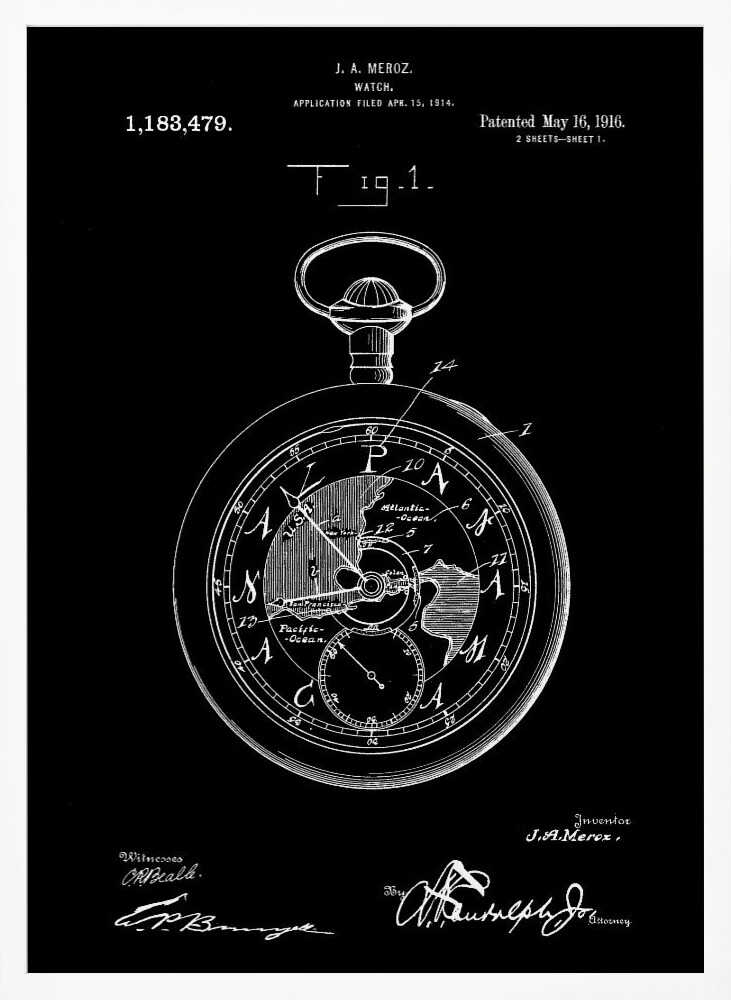 Watch Patent 1916 - Poster / Art Print