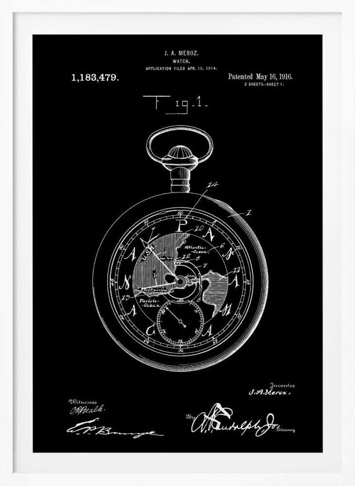 Watch Patent 1916 - Poster / Art Print