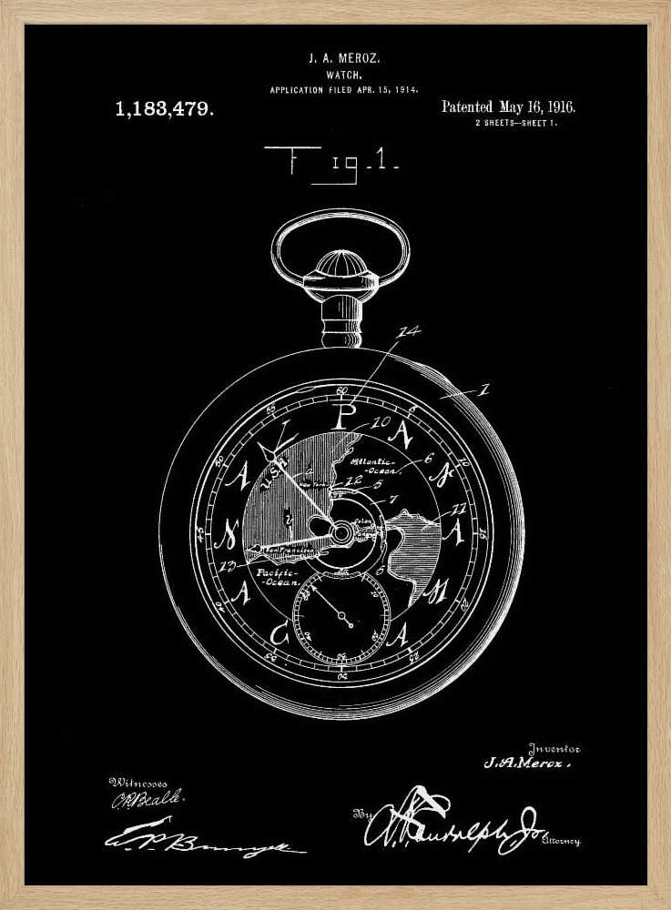 Watch Patent 1916 - Poster / Art Print