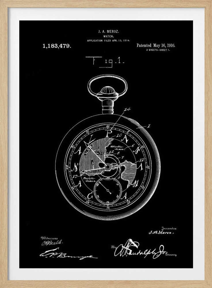 Watch Patent 1916 - Poster / Art Print