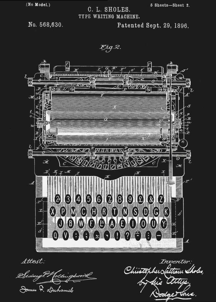 Typewriter Patent 1896 - Poster / Art Print