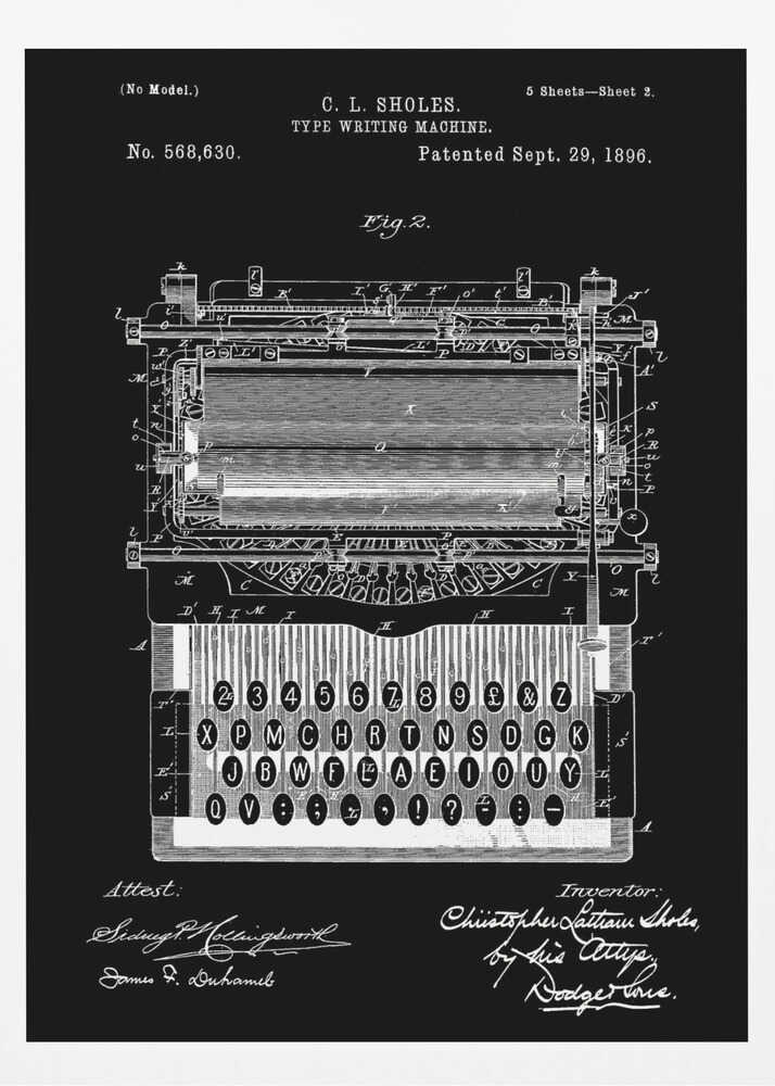 Typewriter Patent 1896 - Poster / Art Print