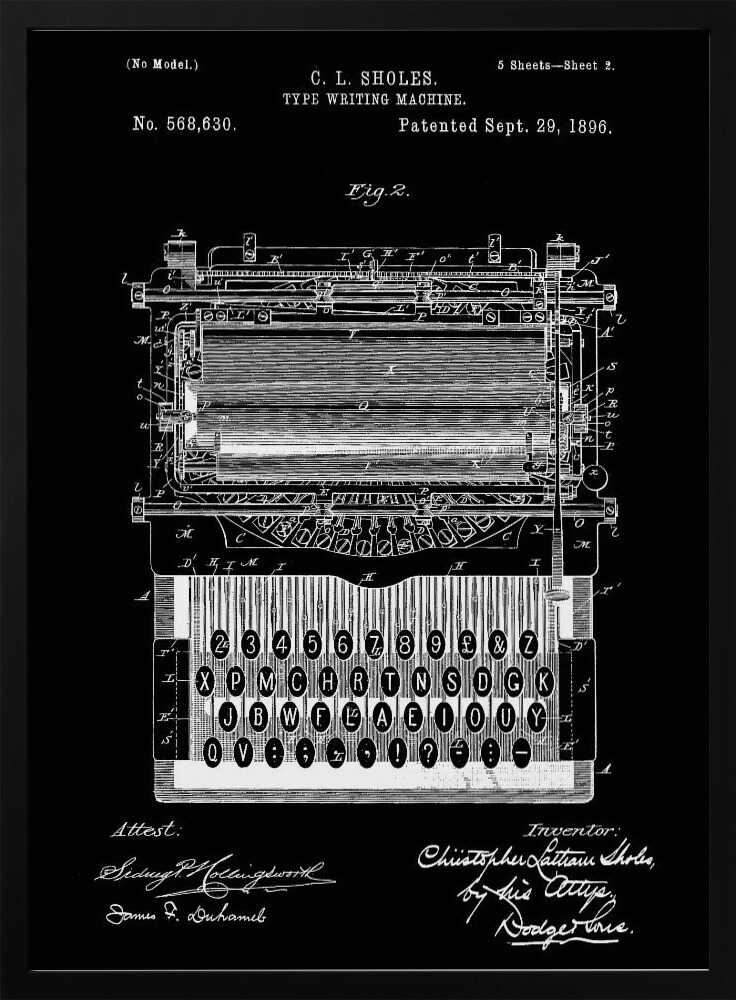 Typewriter Patent 1896 - Poster / Art Print