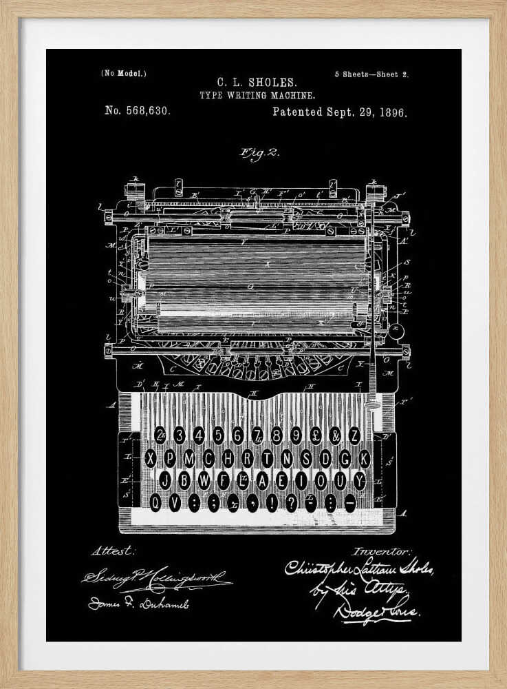 Typewriter Patent 1896 - Poster / Art Print