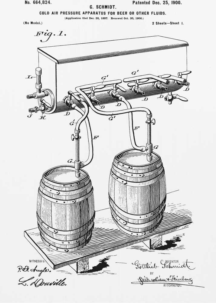 Apparatus for Beer Patent 1944 - Poster / Art Print