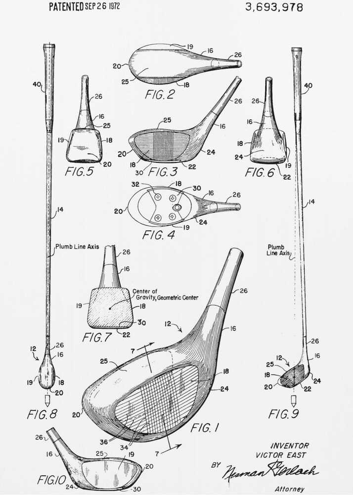 Golf Club Patent 1972 - Poster / Art Print