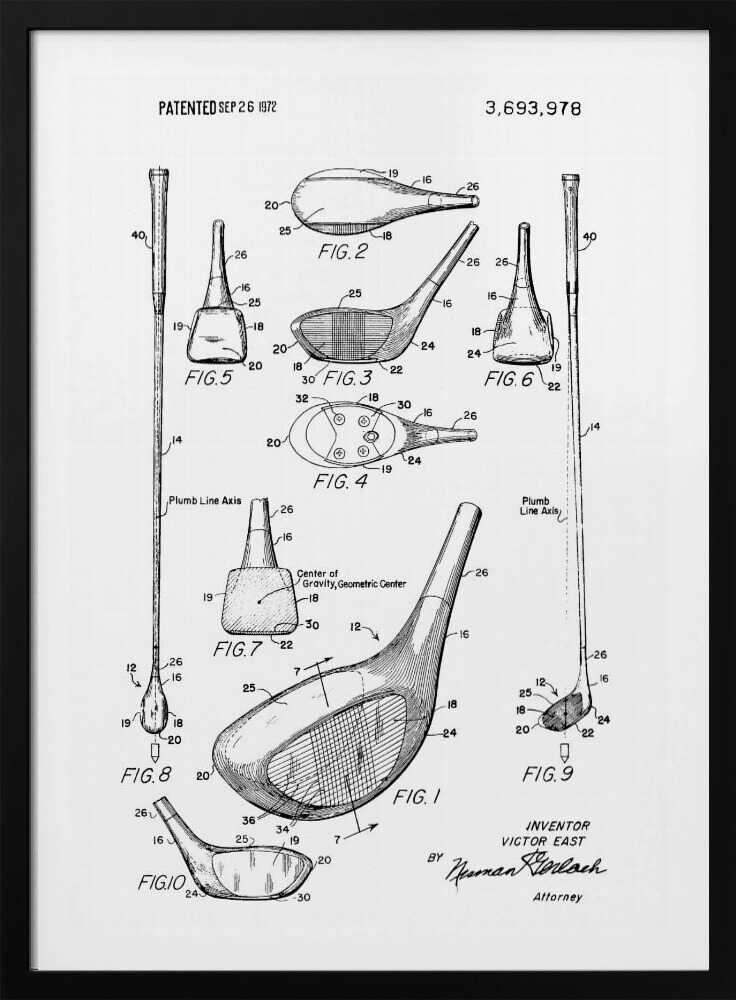 Golf Club Patent 1972 - Poster / Art Print