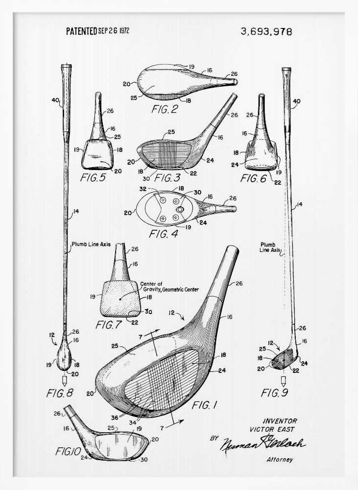 Golf Club Patent 1972 - Poster / Art Print
