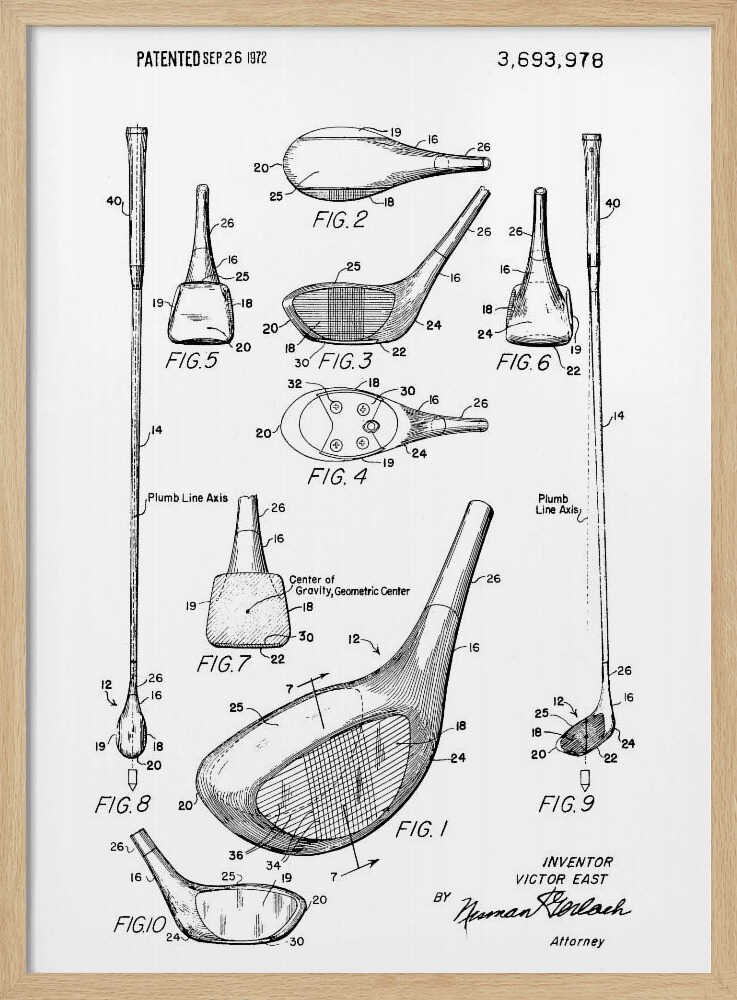 Golf Club Patent 1972 - Poster / Art Print
