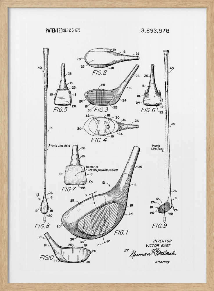 Golf Club Patent 1972 - Poster / Art Print