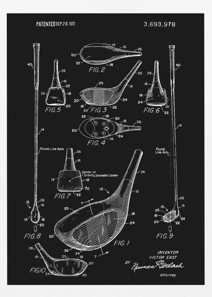Golf Club Patent 1972 - Poster / Art Print