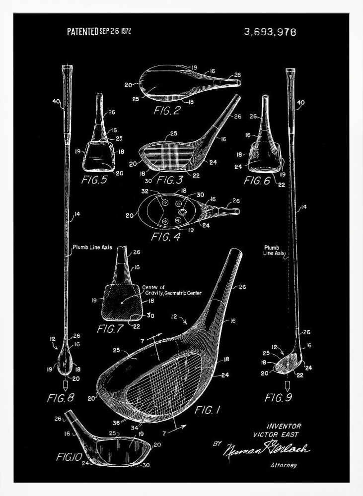 Golf Club Patent 1972 - Poster / Art Print