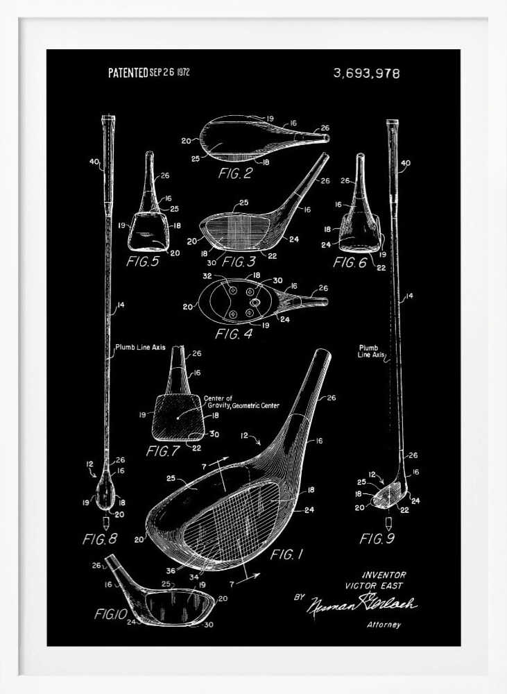 Golf Club Patent 1972 - Poster / Art Print