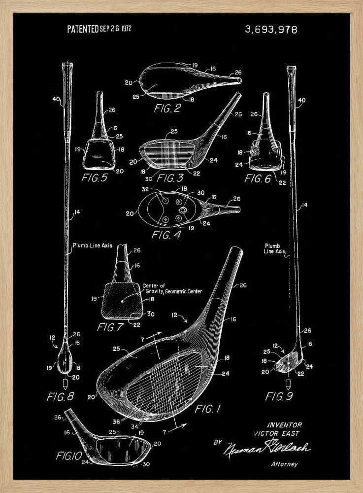 Golf Club Patent 1972 - Poster / Art Print