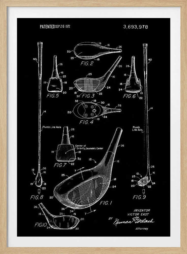 Golf Club Patent 1972 - Poster / Art Print