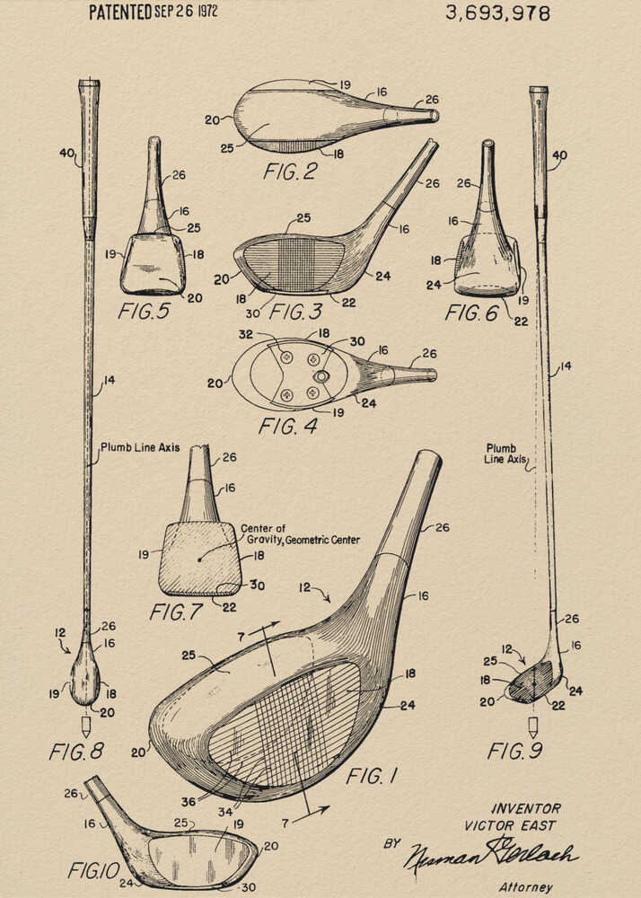 Golf Club Patent 1972 - Poster / Art Print