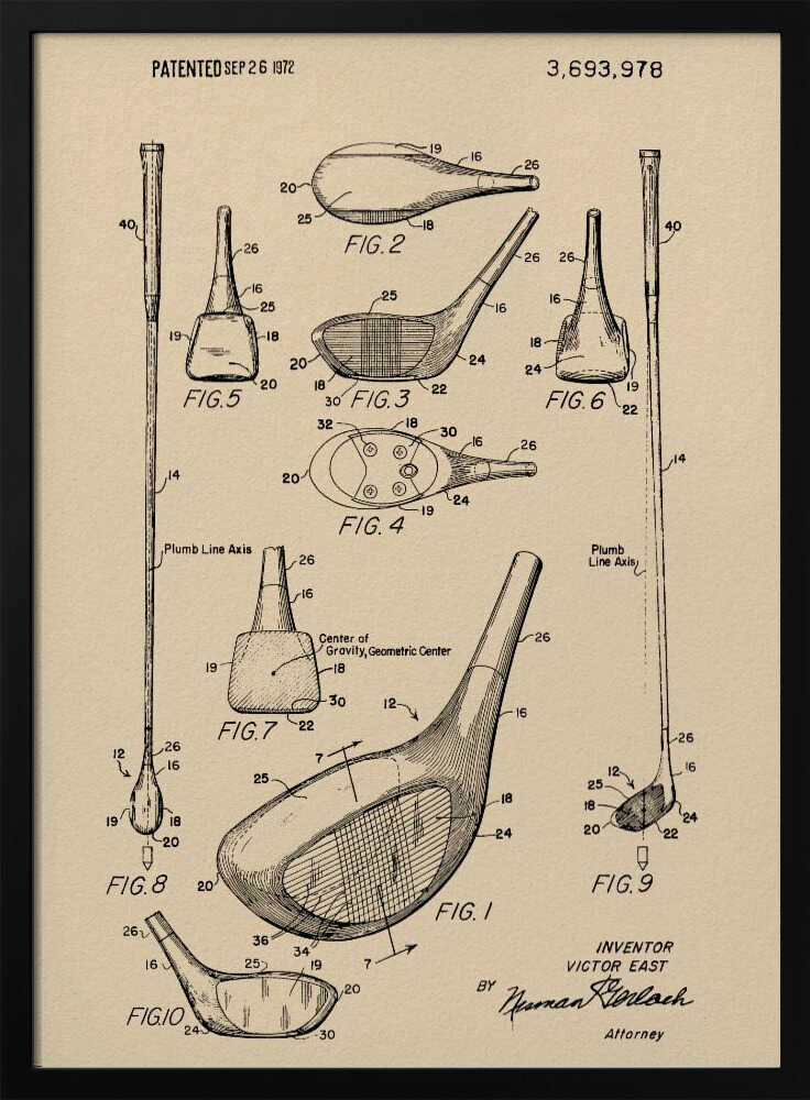Golf Club Patent 1972 - Poster / Art Print