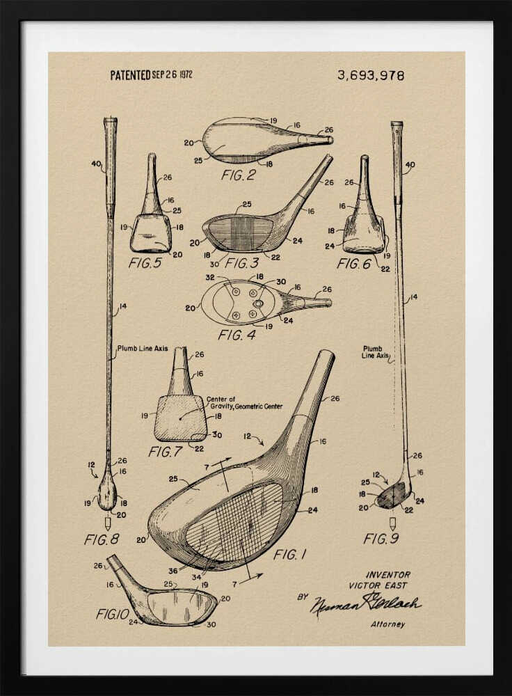 Golf Club Patent 1972 - Poster / Art Print
