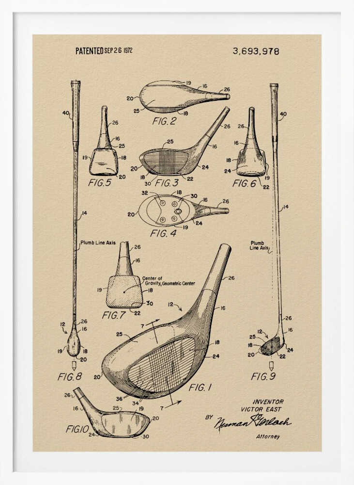 Golf Club Patent 1972 - Poster / Art Print