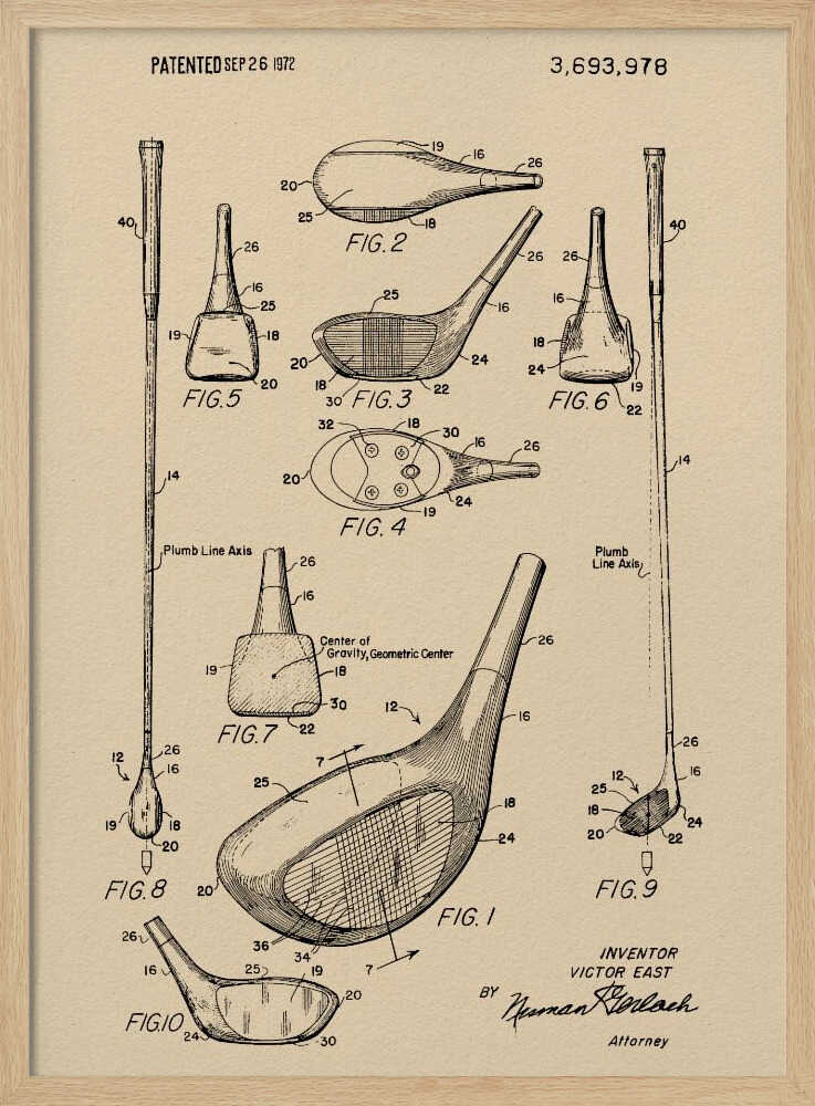 Golf Club Patent 1972 - Poster / Art Print