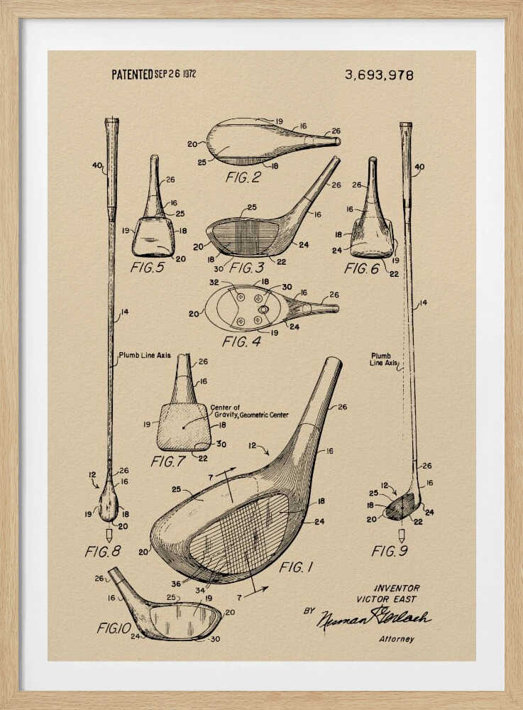Golf Club Patent 1972 - Poster / Art Print
