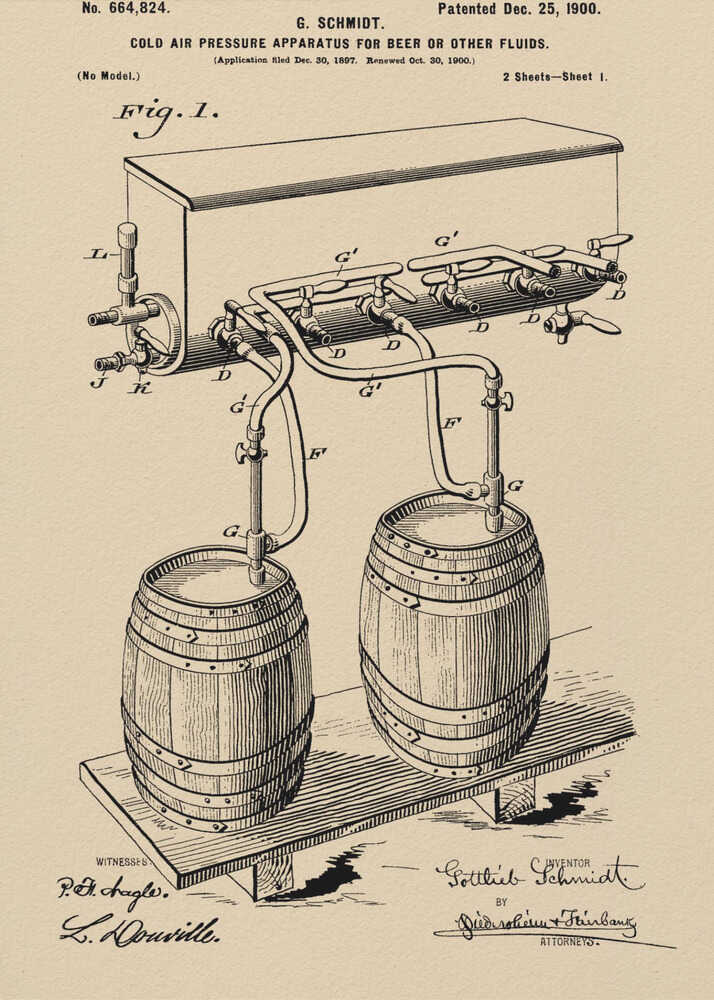 Apparatus for Beer Patent 1944 - Poster / Art Print