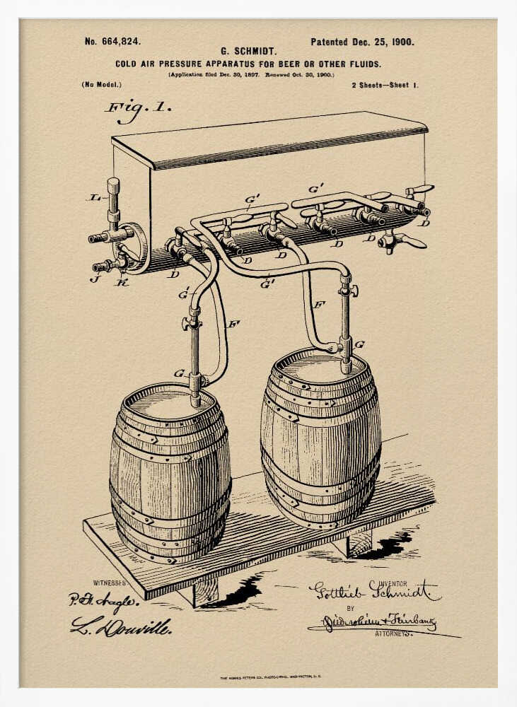 Apparatus for Beer Patent 1944 - Poster / Art Print