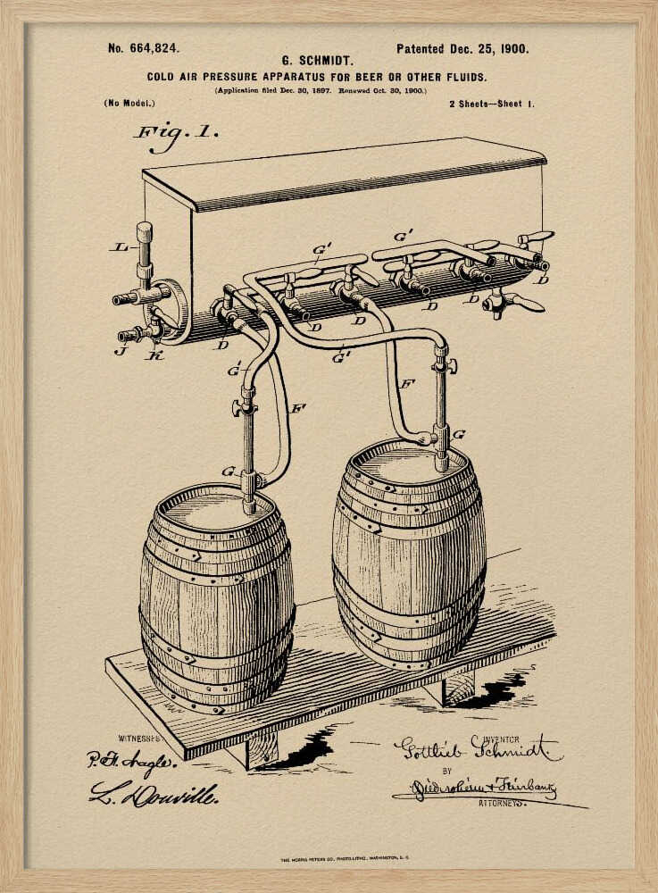 Apparatus for Beer Patent 1944 - Poster / Art Print