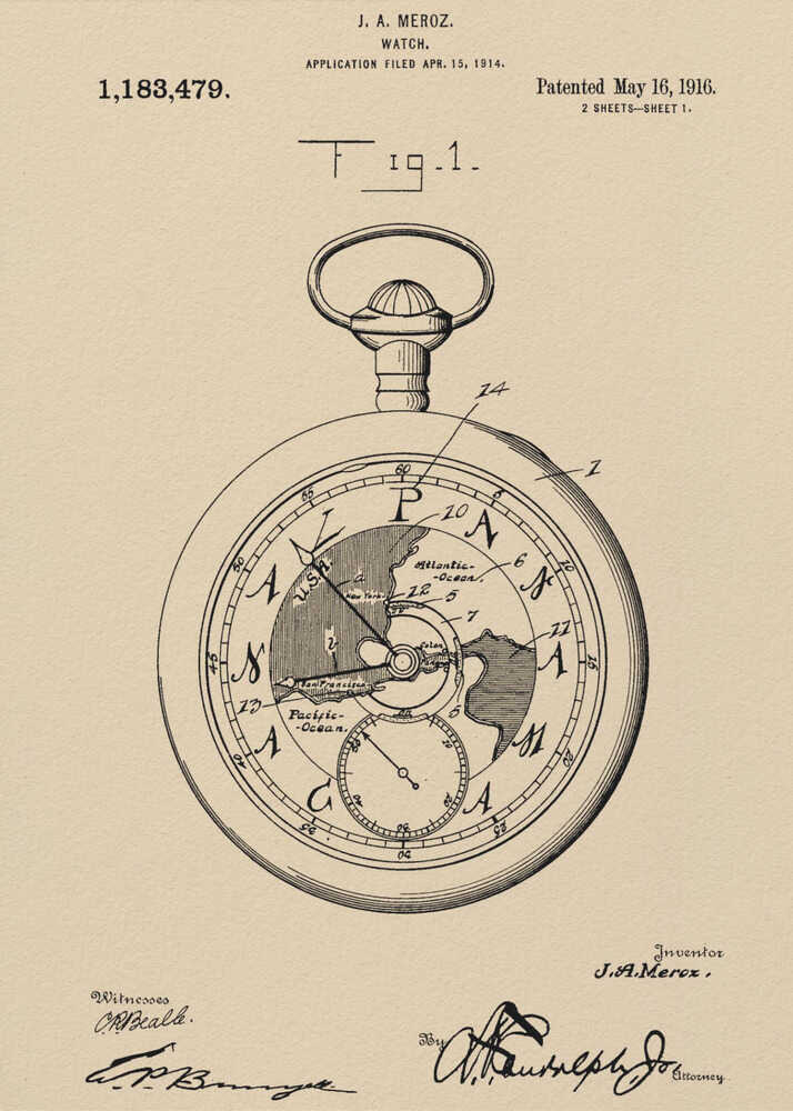 Watch Patent 1916 - Poster / Art Print
