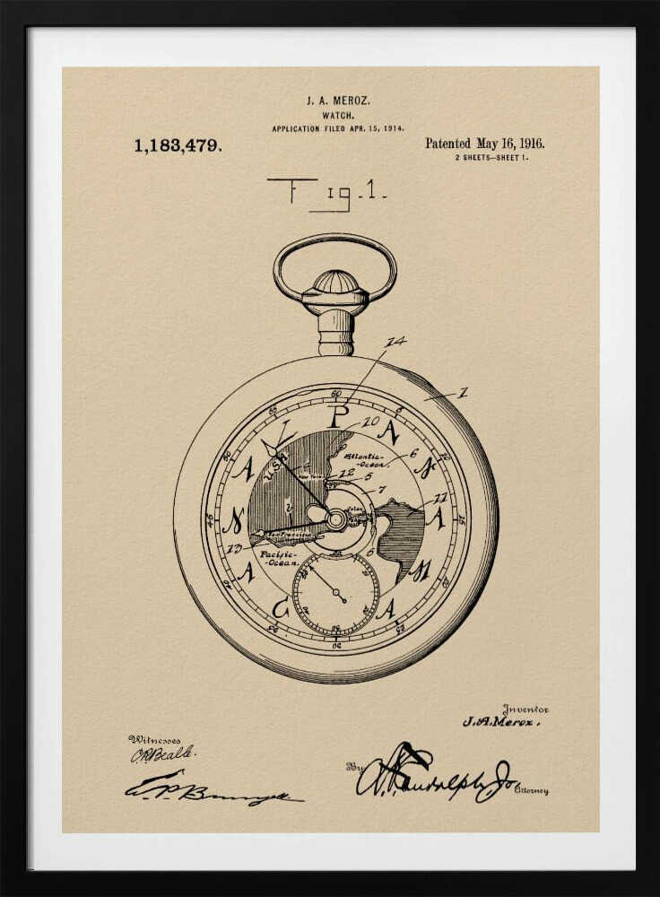 Watch Patent 1916 - Poster / Art Print