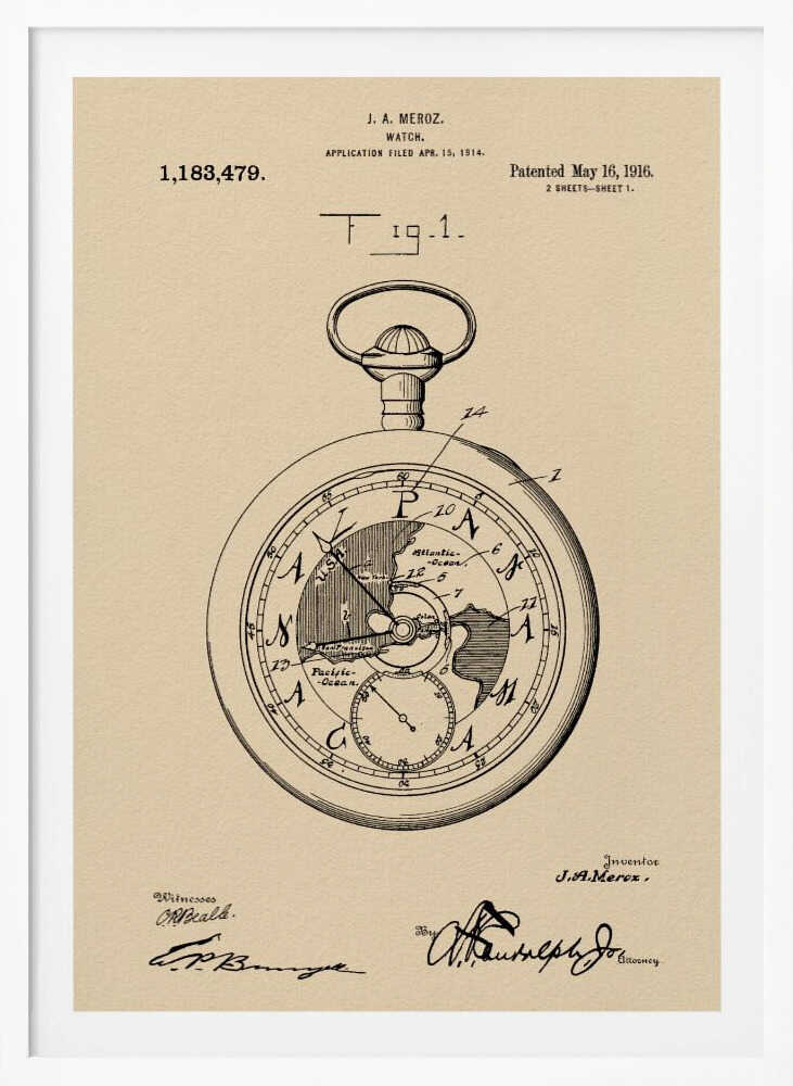 Watch Patent 1916 - Poster / Art Print