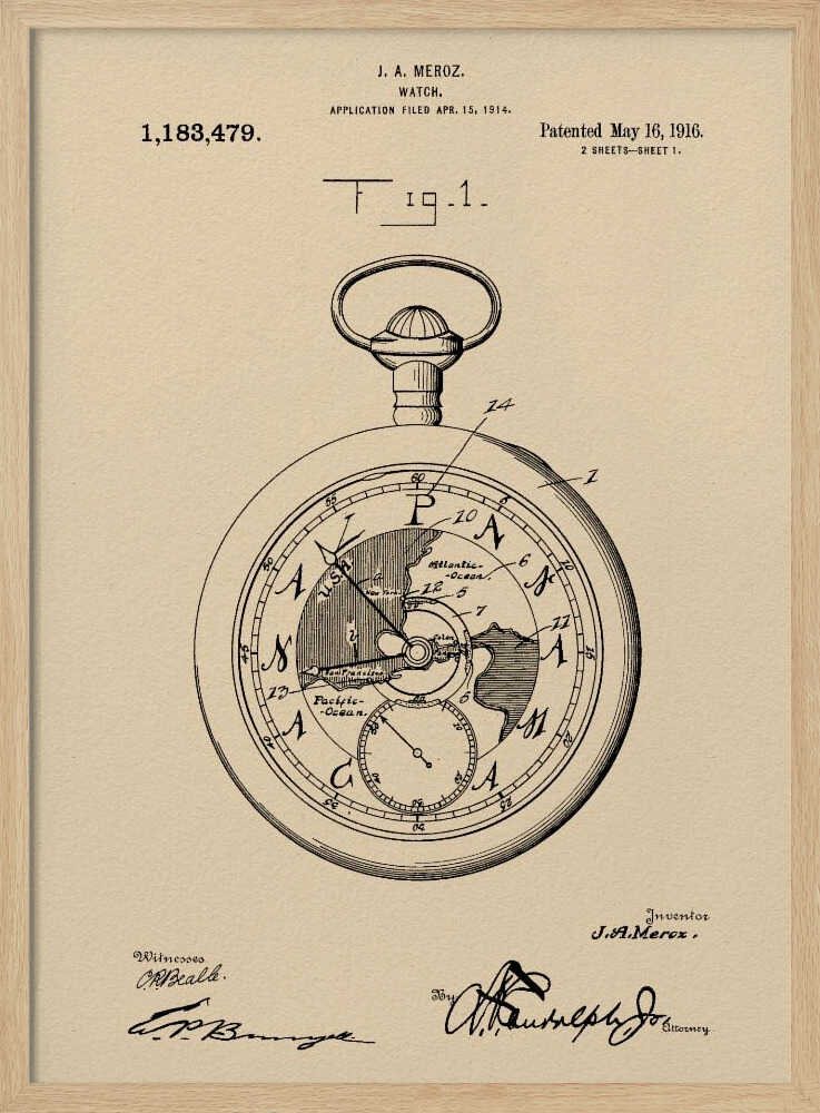 Watch Patent 1916 - Poster / Art Print