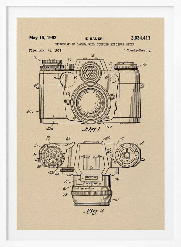 Camera Patent 1962 - Poster / Art Print