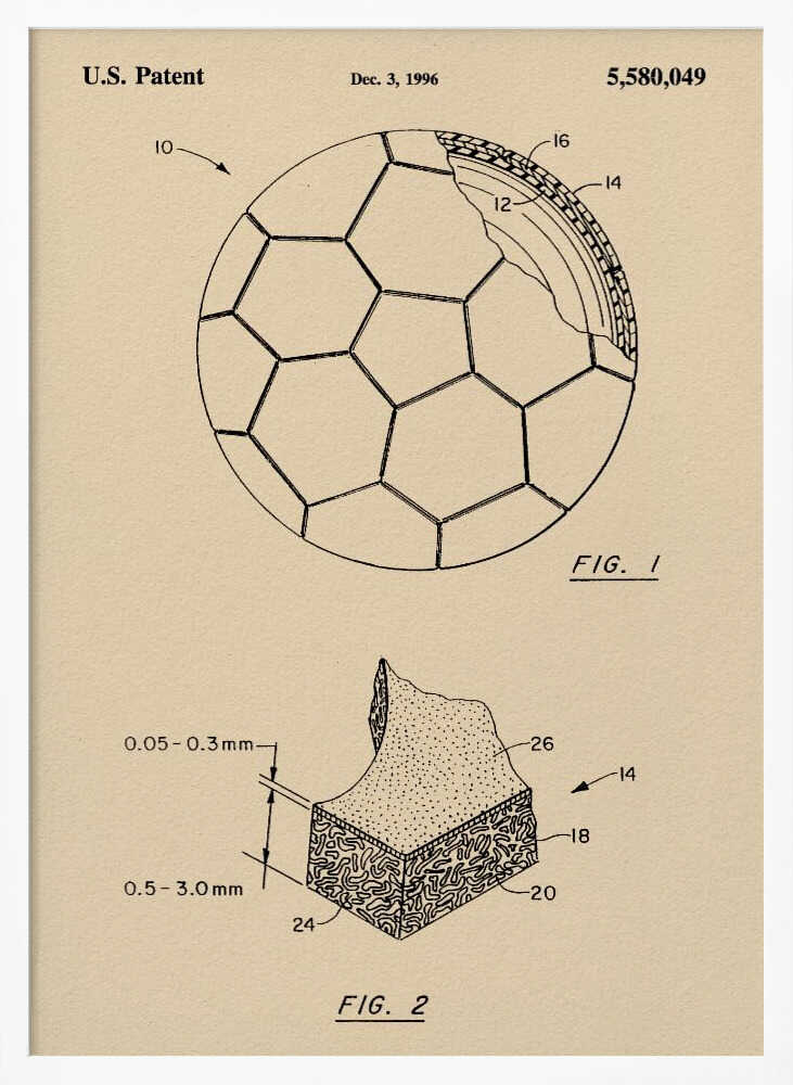 Soccer Ball Patent 1996 - Poster / Art Print