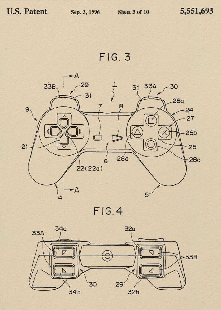 Controller Unit Patent 1996 - Poster / Art Print