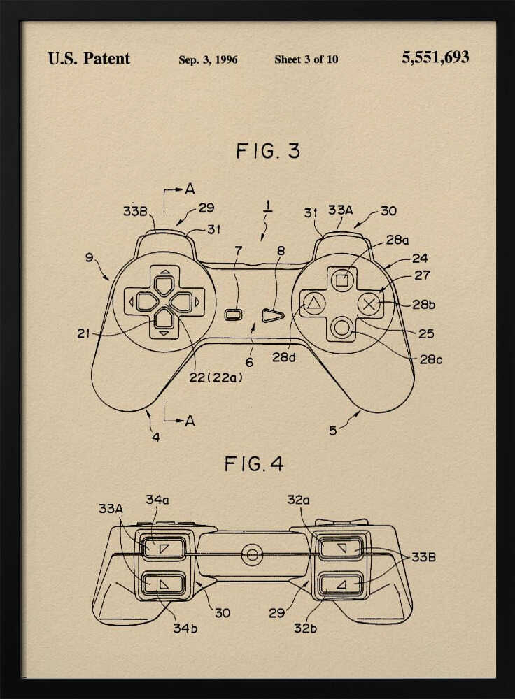 Controller Unit Patent 1996 - Poster / Art Print